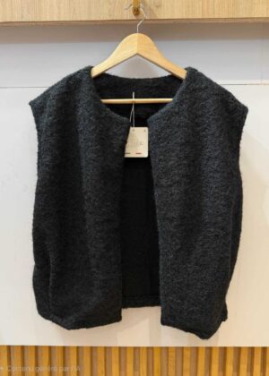 Gilet sans manche belle taille noir style laine bouillie