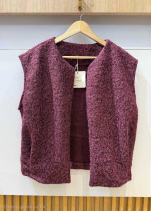 Gilet sans manche belle taille prune style laine bouillie