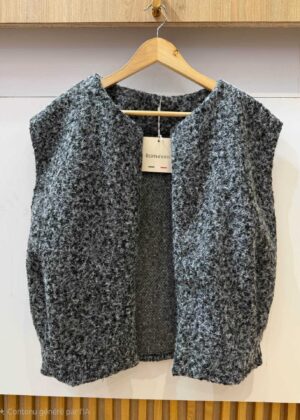 Gilet sans manche belle taille gris chiné style laine bouillie