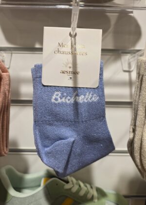 Chaussettes à paillettes bichette bleu clair