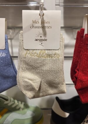 Chaussettes à paillettes pétillante beige clair