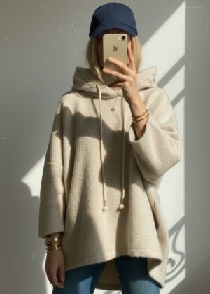 Sweat April Vintage oversize uni tout doux beige écru