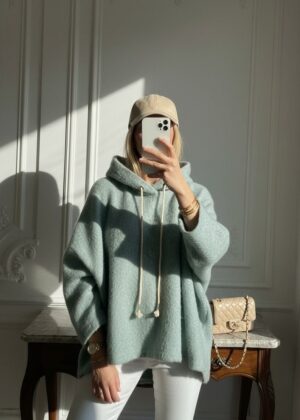 Sweat April Vintage oversize uni tout doux bleu agata