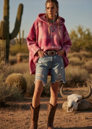 Maxi sweat April Vintage carreaux  et capuche rose oversize