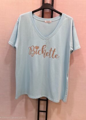 Tee-shirt grande taille bichette turquoise