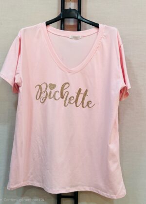 Tee-shirt grande taille bichette rose clair
