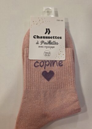 Chaussettes à paillettes copine avec coeur