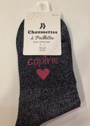 Chaussettes à paillettes copine avec coeur