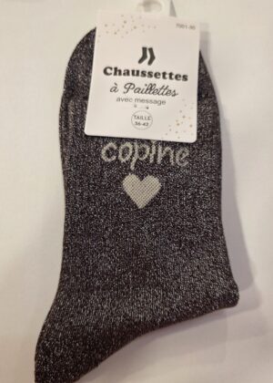 Chaussettes à paillettes copine avec coeur