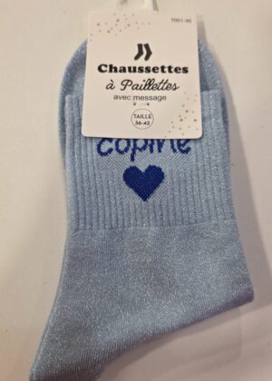 Chaussettes à paillettes copine avec coeur