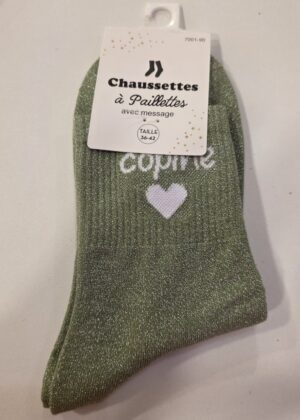 Chaussettes à paillettes copine avec coeur