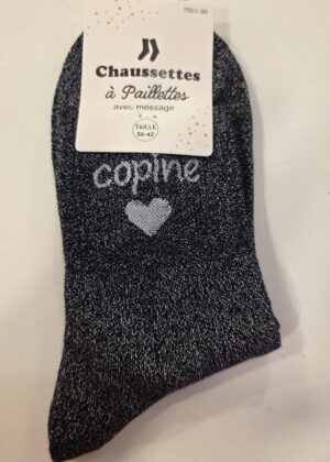 Chaussettes à paillettes copine avec coeur