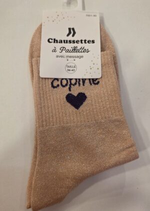 Chaussettes à paillettes copine avec coeur