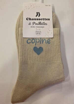 Chaussettes à paillettes copine coeur