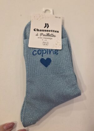 Chaussettes à paillettes copine avec coeur