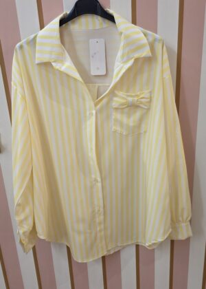 Chemisier grande taille nœud rayures jaune