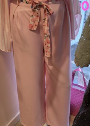 Palazzo belle taille rose avec ceinture fleurs