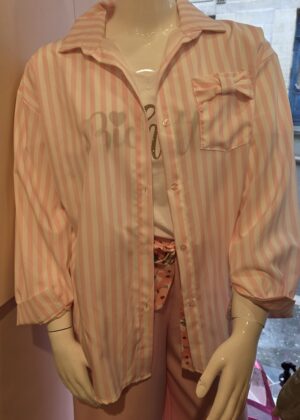 Chemisier grande taille nœud rayures rose pastel