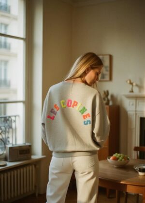 Sweat April Vintage gris les copines fluo