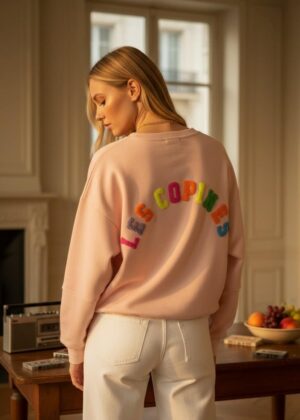 Sweat April Vintage rose clair les copines fluo