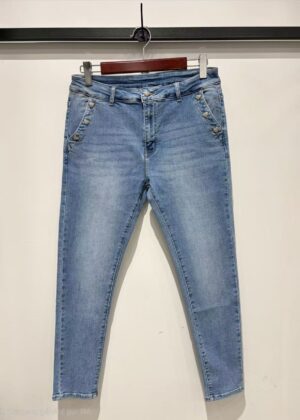 Jeans slim bleu boutonné grande taille