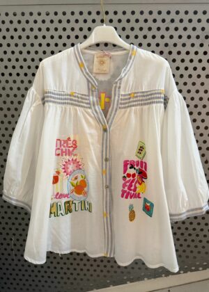 Chemise April Vintage blouse blanche et couleurs