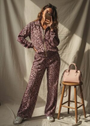 Veste April Vintage leopard rose ligne purple