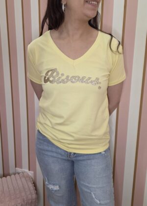 Tee-shirt bisous jaune et or belle taille