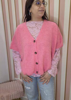 Gilet rose pastel oversize belle taille
