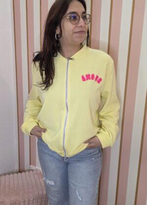 Veste style bombers jaune et rose fluo