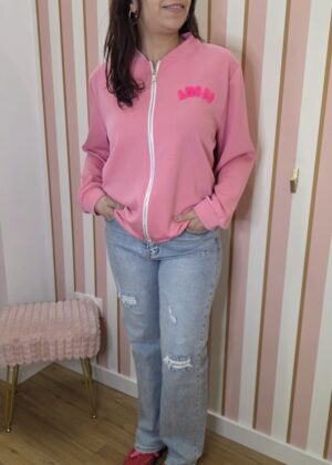 Veste style bombers rose et rose fluo