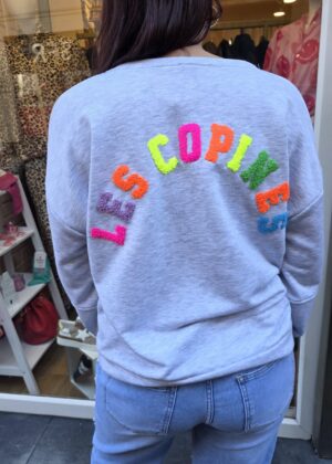 Sweat April Vintage gris les copines fluo