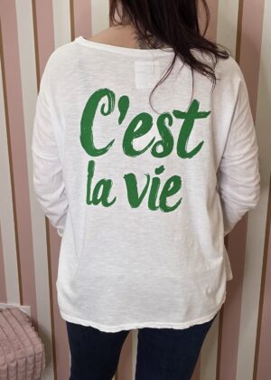 Tee-shirt April Vintage blanc et vert c'est la vie