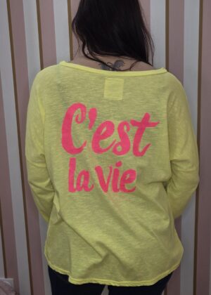 Tee-shirt April Vintage jaune et rose c'est la vie