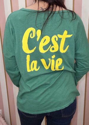 Tee-shirt April Vintage vert et jaune c'est la vie