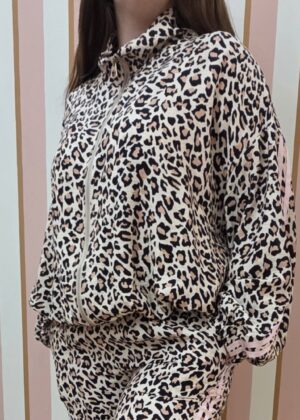 Veste April Vintage léopard lignes roses