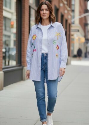 Chemise grande taille rayures bleue