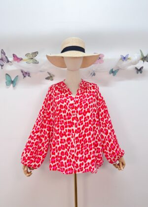 Blouse léopard red fluo taille unique