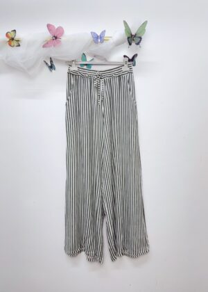 Pantalon lin rayures kaki