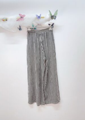 Pantalon lin rayures noir