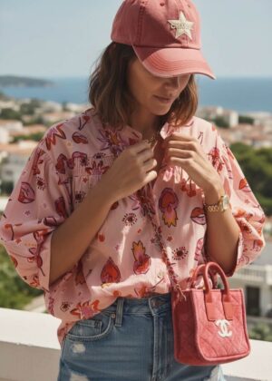 Blouse April vintage rose claire oeil coeur