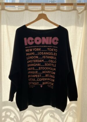 Gilet April Vintage noir pastel iconic rose