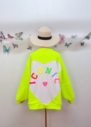 Sweat iconic cœur jaune fluo