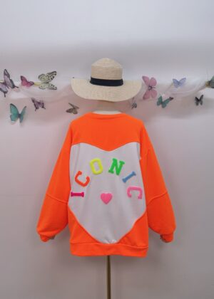 Sweat iconic orange fluo coeur