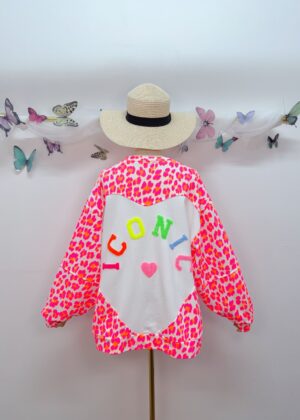 Sweat rose fluo léopard iconic coeur