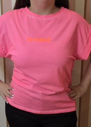 Tee-shirt iconic villes dans le dos  rose fluo