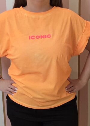 Tee-shirt iconic villes dans le dos orange fluo