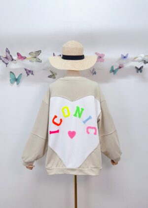 Sweat beige coeur iconic multicolore