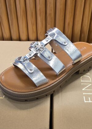 Mule sandales soleil argentée silver Findlay