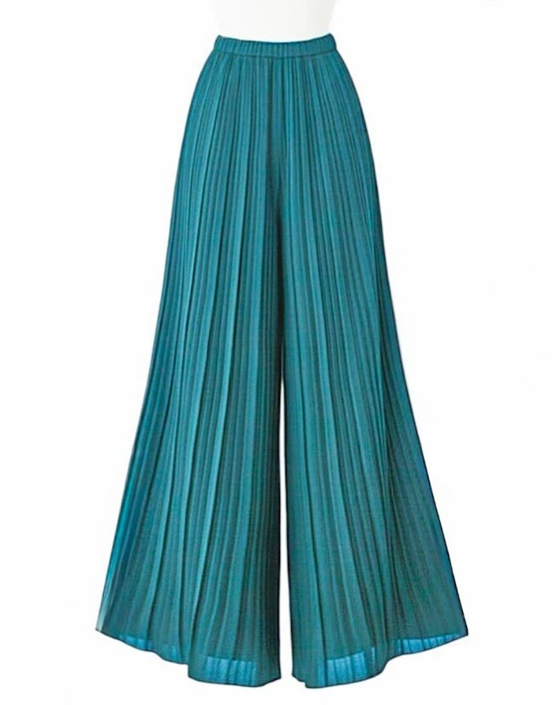 Pantalon magique bleu canard Alma plissé du 34 au 50